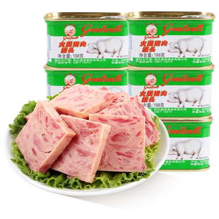 长城牌小白猪火腿猪肉罐头198g*10即食午餐肉户外囤货方便速食品