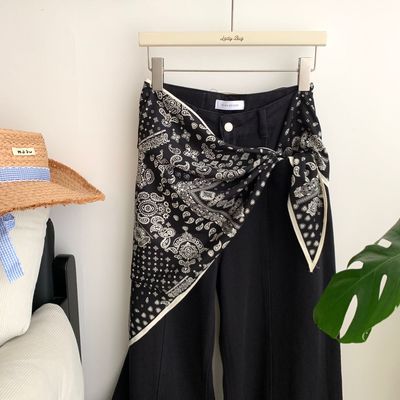 韩国腰果花三角巾屁帘女叠穿配饰牛仔裤腰带装饰腰间丝巾搭配裙子