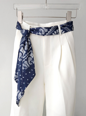 藏蓝色长条丝巾腰带配牛仔裤裙子女2025新款腰间配饰丝带收腰神器