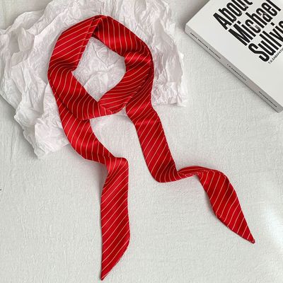 红色条纹长条丝巾腰带女2025新款系脖飘带丝带腰间配饰装饰配裙子