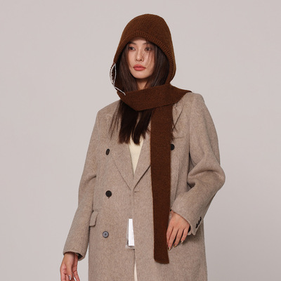 巴拉克拉法帽子围巾一体连帽披肩女冬季2025新款外搭系带护耳套头