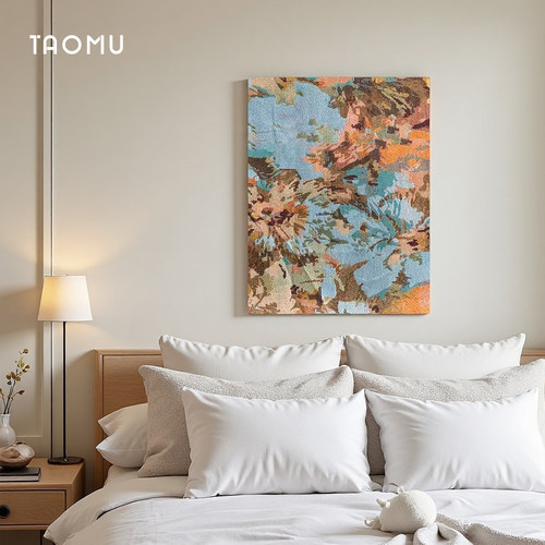 TaoMu沙发背景墙装饰画客厅油画风氛围感手工diy挂毯画挂画摆画