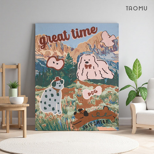 TaoMu手工diy装饰画高级感艺术挂毯画客厅背景墙玄关大幅落地画