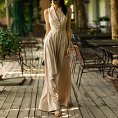 高腰休闲阔腿裤 LISA 裙 职业超长连体裤 V领OL无袖 YU夏季 修身