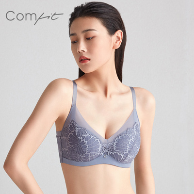 【风巢杯】Comfit大胸显小内衣女薄款透气蕾丝大码文胸CB00110
