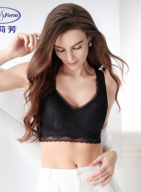 安莉芳背心款黑色蕾丝性感透气无钢托美背薄款舒适文胸罩ED00519