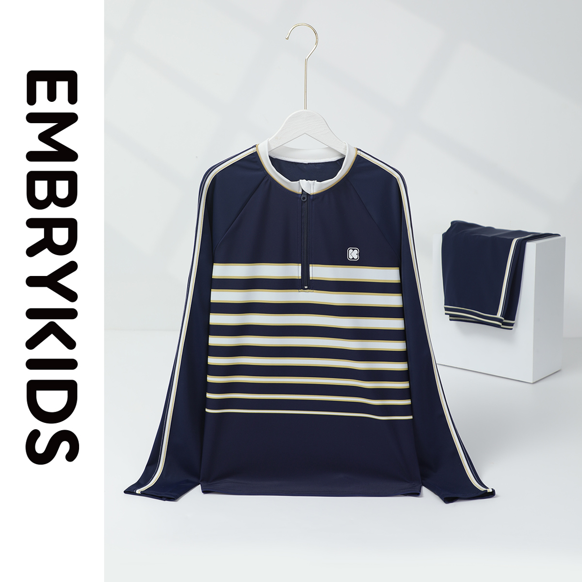 安莉芳旗下Embry Kids新品儿童长袖分体泳衣男孩防晒泳装NS00019