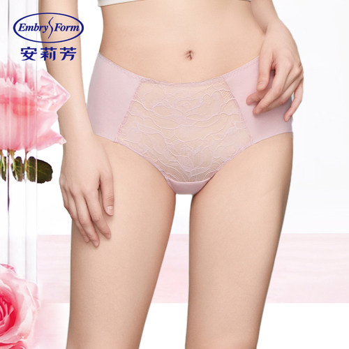 安莉芳新品玫瑰蕾丝中低腰性感网纱透气包臀无痕女士内裤E2W0253