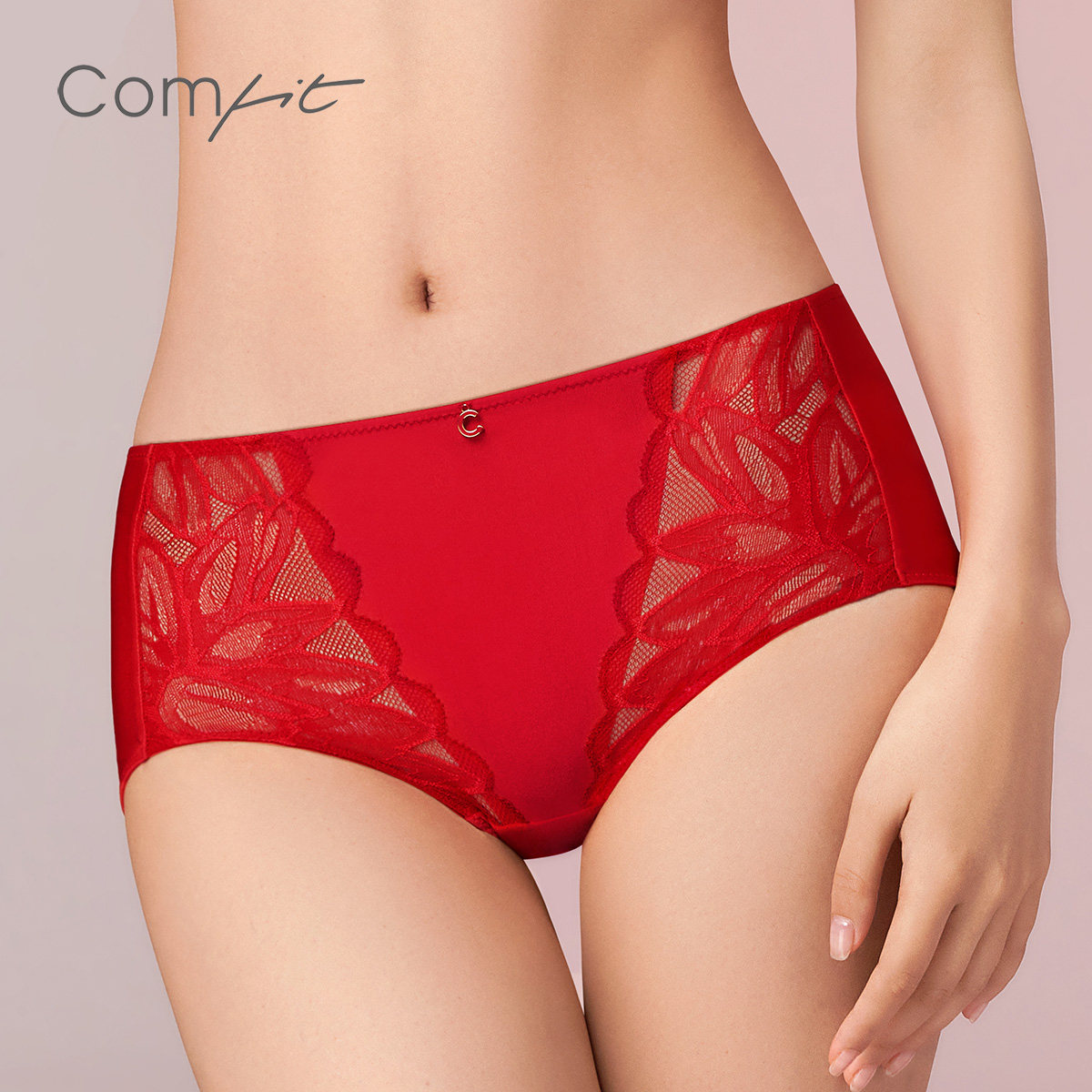 Comfit红色内裤女薄款透气性感蕾丝大码抗菌本命年三角裤C200170,女士内衣/男士内衣/家居服,女三角裤,淘宝优惠券,粉丝福利购,淘宝优惠卷