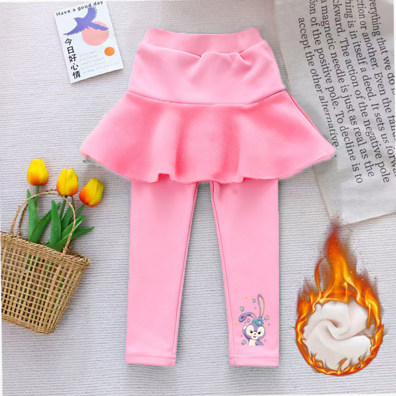 女童秋冬打底裤假两件裙裤加绒加厚裤子儿童外穿洋气一体绒长裤子