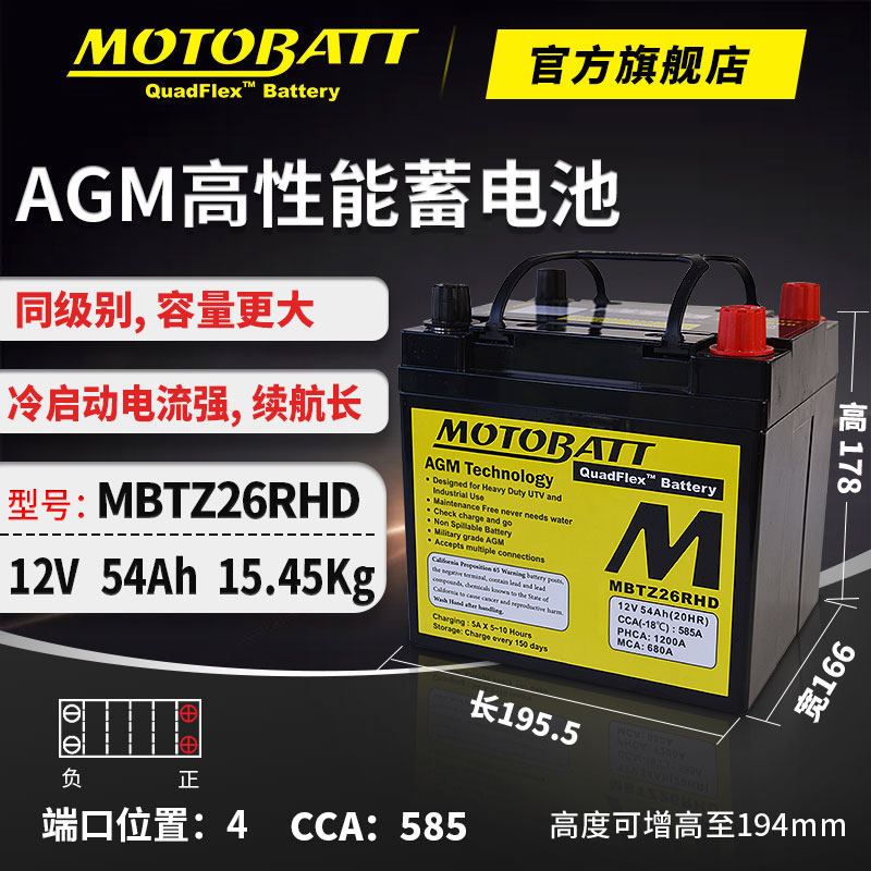 MOTOBATT电瓶川崎/北极星/庞巴迪山猫UTV全地形越野车雪地沙滩车