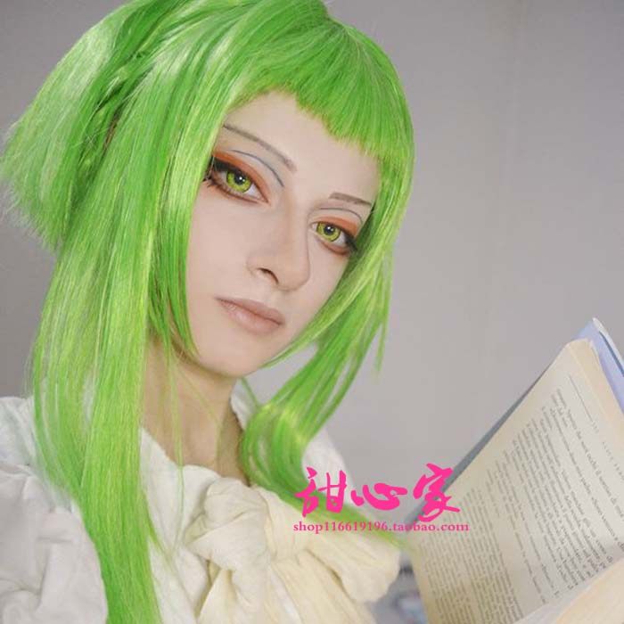 甜心家地缚少年花子君发七峰樱青绿色辫子内扣长鬓角cosplay假发