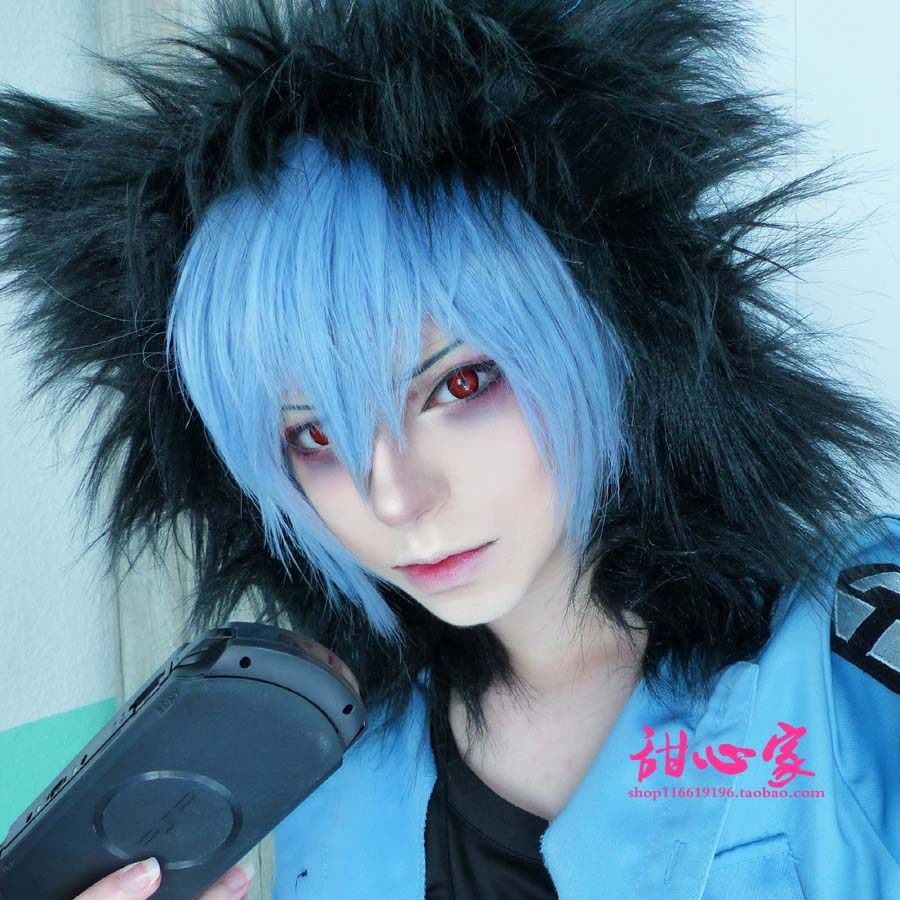 甜心家吸血鬼仆人cos假发小黑 淡蓝蓝 短发反翘cosplay假发