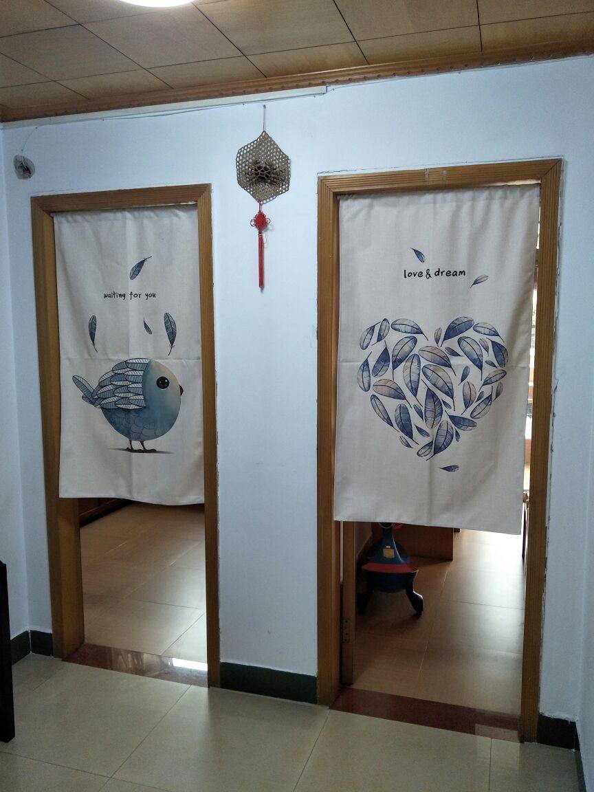 餐厅厨房门帘日本挂帘 定制布艺半帘隔断布帘可印logo图片