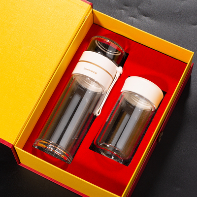 茶水分离双层玻璃杯耐热防爆耐高温男士高档泡茶杯个人专用水杯子