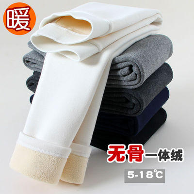 儿童加绒加厚打底裤女童白色裤子秋冬外穿保暖长裤高腰一体绒冬装