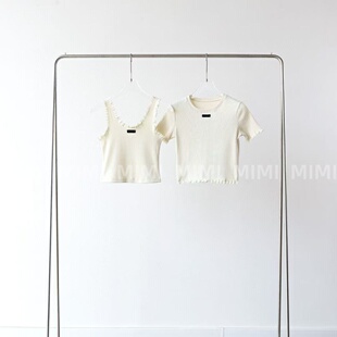 蕾丝花边立体设计百搭纯欲风内搭外穿吊带短袖 夏日天菜搭配 MML