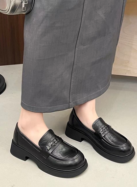 【恩佳专享】乐福鞋秋冬新款纯色厚底女鞋27021