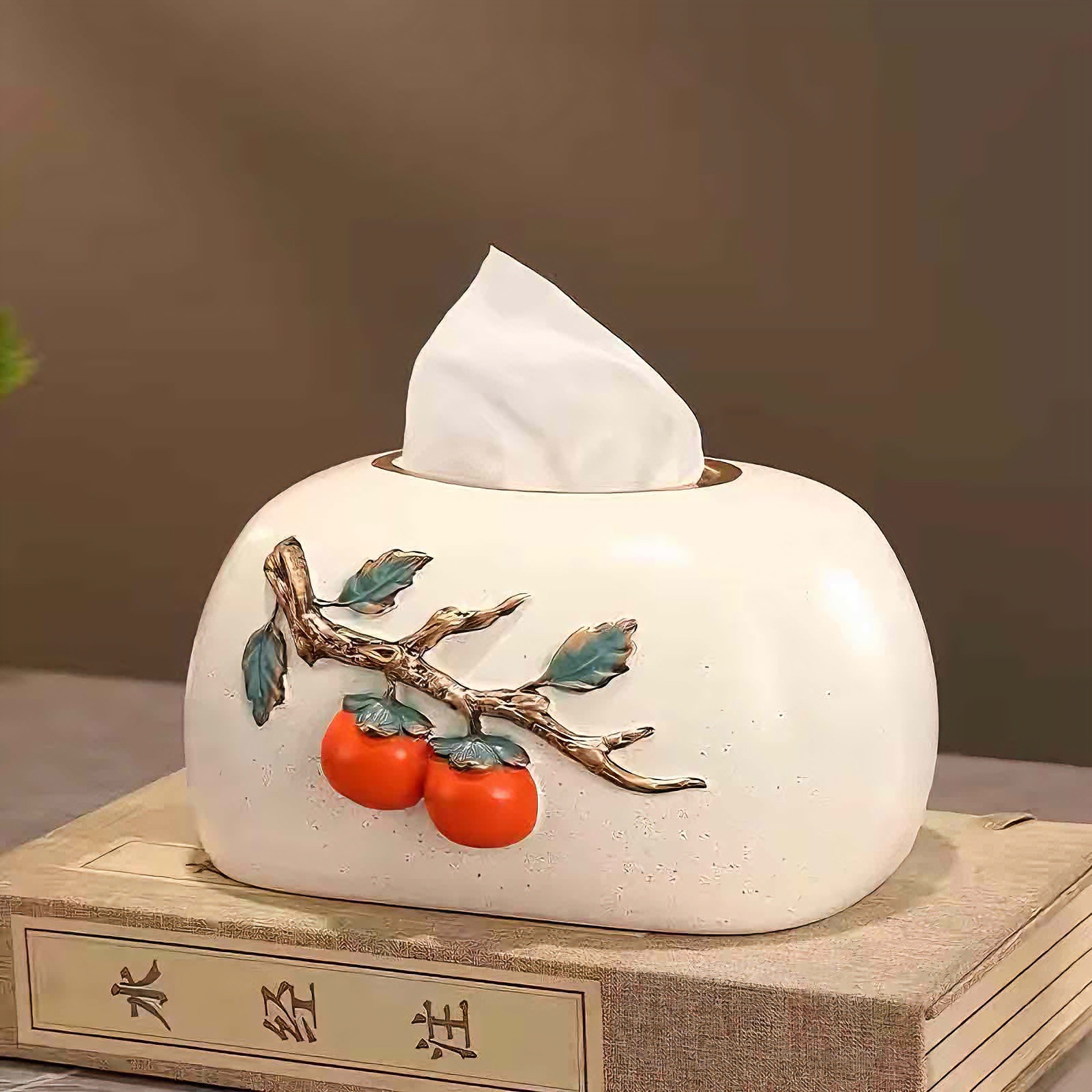 事事如意陶瓷纸巾盒摆件