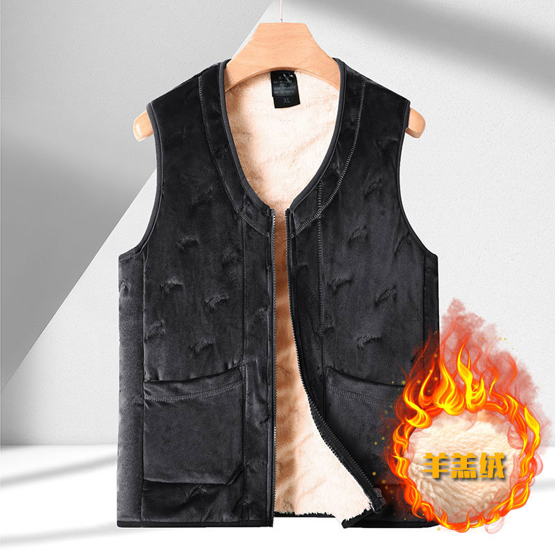 2025新款男士羽绒棉马甲秋冬保暖背心中老年爸爸坎肩装加绒加厚