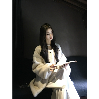 富家千金仿貂毛貂皮毛一体环保