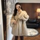 2024秋冬新款 中古百搭双色毛毛外套仿水貂毛女 立领挽袖 韩版 中长款
