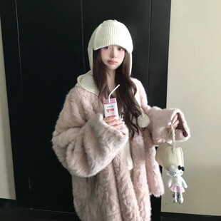 1只衮奢感100%仿花狐貂氛围感独家定染环保皮草皮毛一体毛毛外套