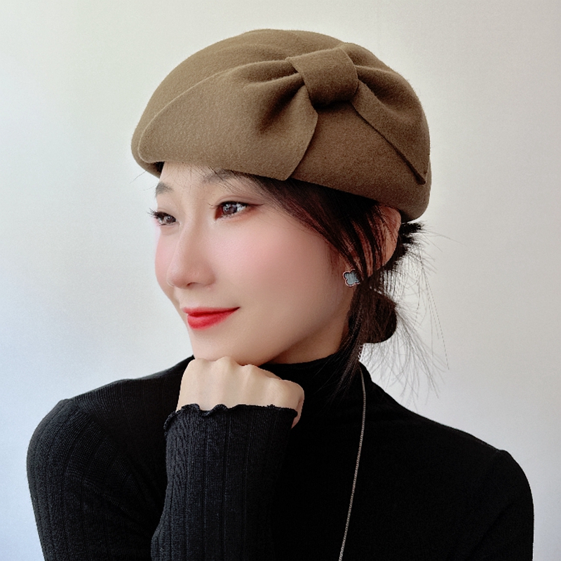 秋冬季貝雷帽韓版羊毛氈帽圓頂小禮帽英倫風南瓜帽毛呢帽子帽子女