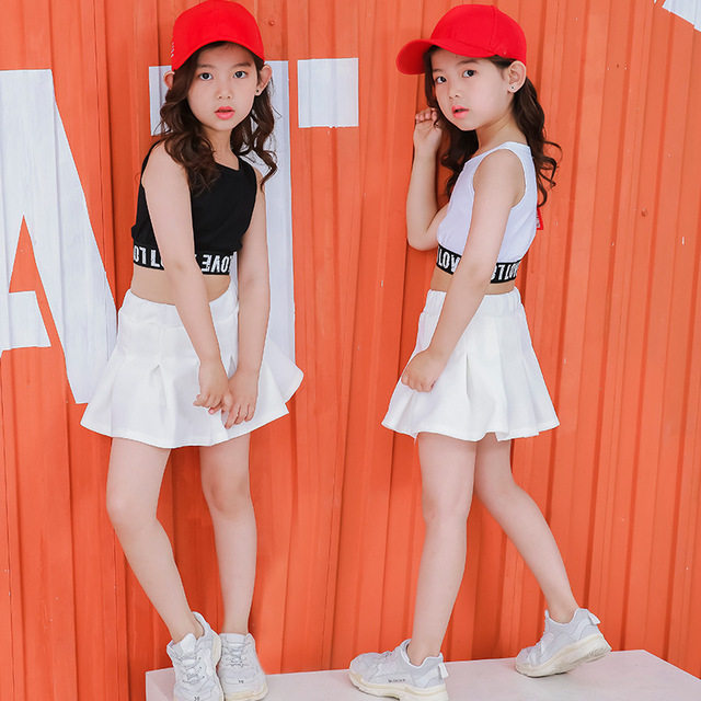 儿童啦啦操演出服女童拉拉队幼儿园爵士舞舞蹈裙团体操表演服背心
