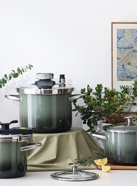 BRICKELL黑森林系列珐琅快压锅家用燃气电磁炉通用高压锅不粘锅