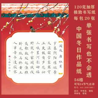 中国冬日硬笔书法作品纸A4田字格国风传统24节气专用纸国展56格