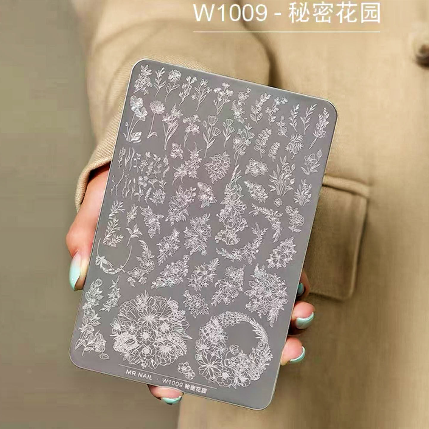 印花钢板格纹蝴蝶花卉国风图案印章工具指甲转印模版透明硅胶