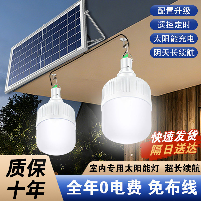 太阳能灯室内专用照明灯泡户外灯2026新款家用庭院灯一拖二分体式