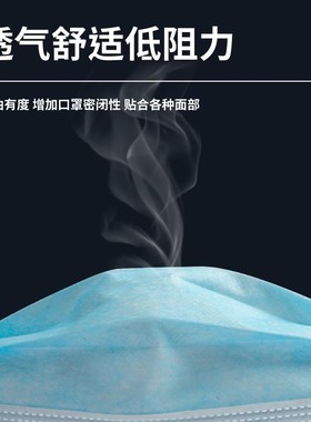 一次性三层蓝色含熔喷布防飞沫花粉防雾霾透气男女成人口罩