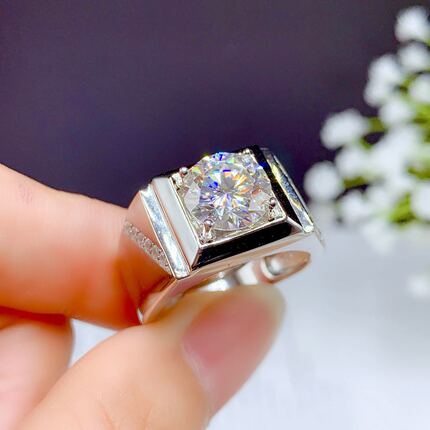 New Hot-Selling Platinum-Plated Simulated Diamond Engagement Adjustable Ring with Eight Hearts and Eight Arrows Zircon Moissanite Men's Ring Open Ring