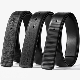适用杰尼Z家替换皮带不带头无头皮带男无扣头层牛皮带身腰带条3.4