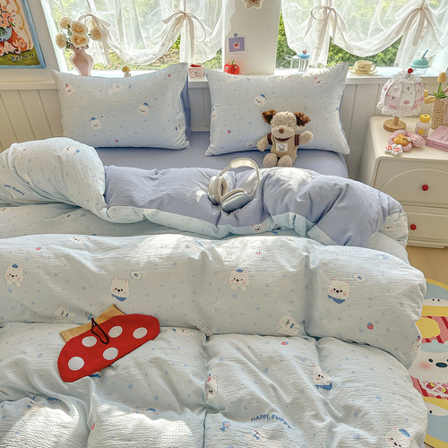 水洗棉单件被套150x200x230单独磨毛被罩1.5米床单人学生宿舍被单