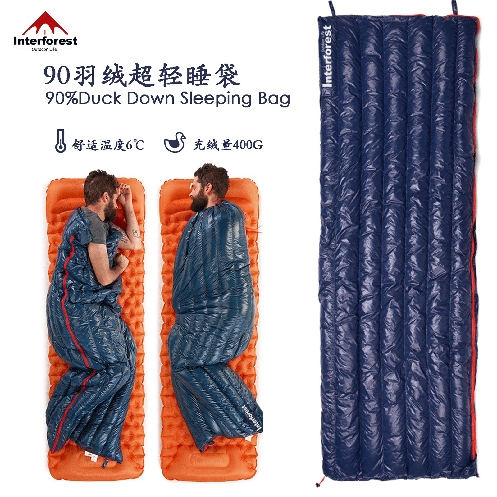 (顺丰包邮)户外超轻羽绒睡袋90白鸭绒可拼接单双人骆驼挪客款