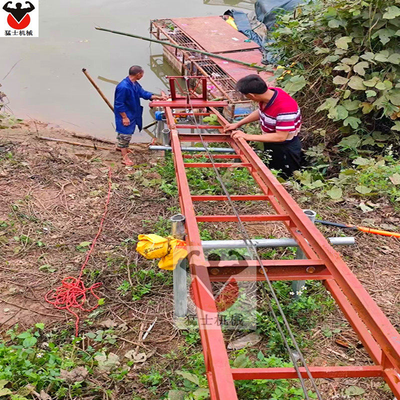 鱼塘轨道式自动上鱼机升降上鱼架鱼池吊运机猛士机械
