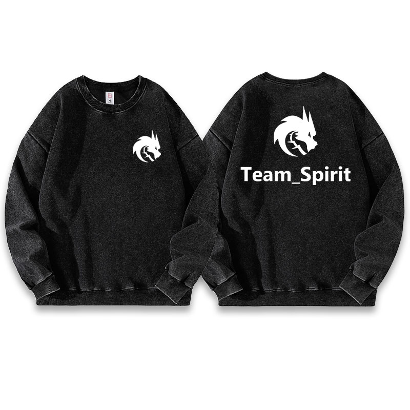 Team_Spirit绿龙csgo比赛dota2战队服水洗落肩袖薄款卫衣衫男女秋