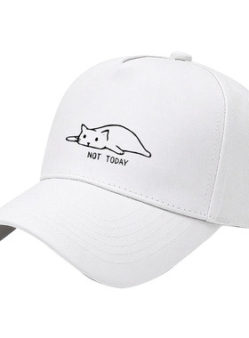 Not Today Cat 猫咪插图帽子棒球帽男女鸭舌帽定制户外防晒遮阳帽