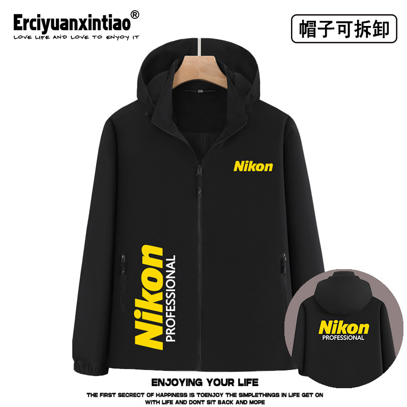 尼康相机nikon可拆卸帽子单层冲锋衣fm2单反胶片摄影摄像师工作服