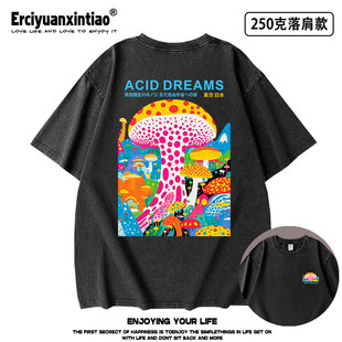 草间弥生水洗做旧短袖T恤Yayoi Kusama日系南瓜圆点蘑菇波普艺术