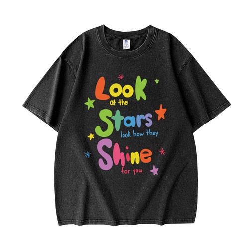 ColdPlay酷玩乐队水洗做旧t恤夏季音乐摇滚演唱会周边短袖男女tee