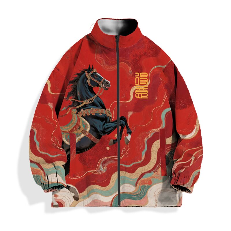 2026马年本命年新年夹克外套男女同款保暖加绒潮流秋冬季全彩夹克,男装,夹克,淘宝优惠券,粉丝福利购,淘宝优惠卷