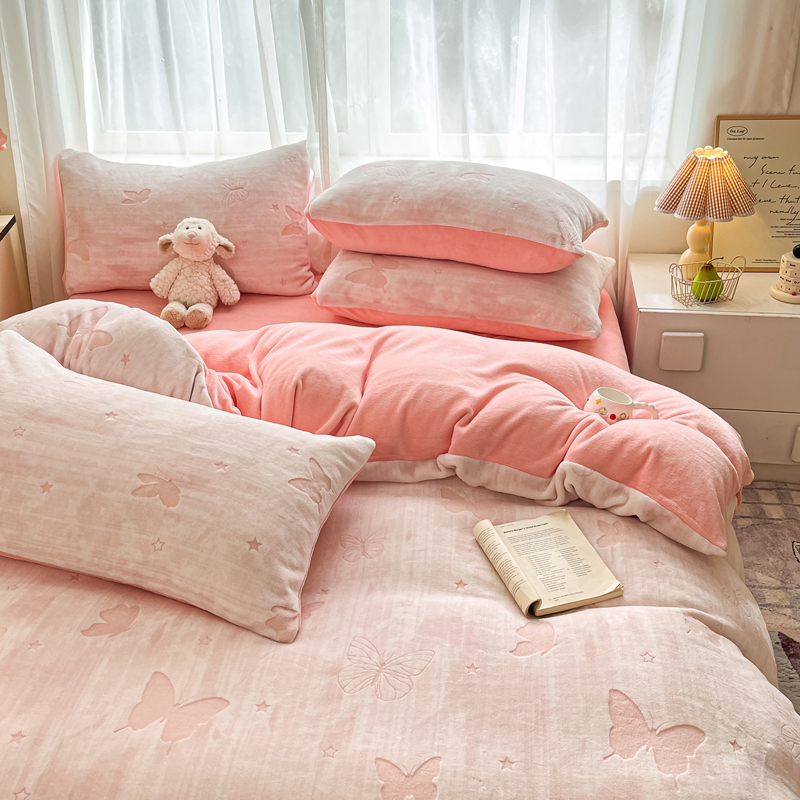 牛奶绒冬季加厚保暖床上四件套