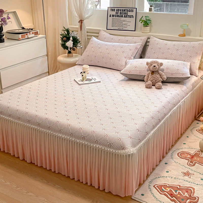 加厚涼感席床裙款三件套