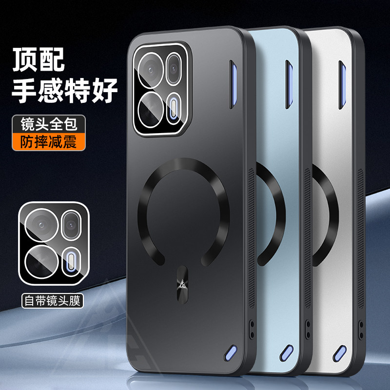 适用oppok15pro手机壳oppo磁吸磨砂保护套k15por十带镜头膜加高全包5g防摔PMH110硬壳PMG男女新款+车载高级感