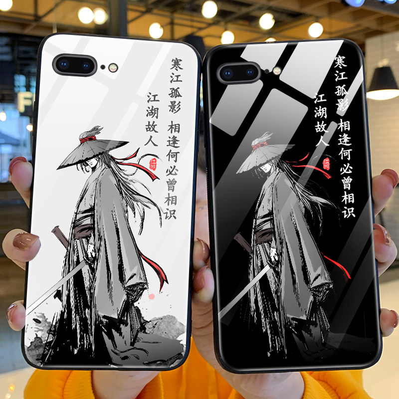 适用寒江孤影适用苹果8plus手机壳iPhone7保护7p硅胶套7plus全包八软壳女i8钢化玻璃果七防摔ip7武侠男8P江湖