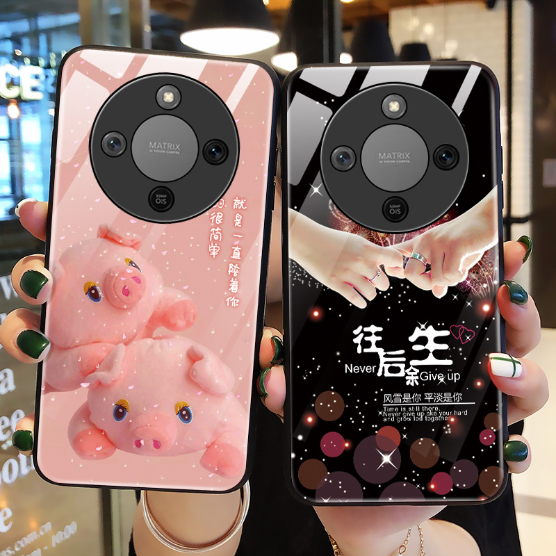 适用华为荣耀x70手机壳玻璃honorx70保护硅胶套MTN一AN00镜头全包防摔可爱猪硬外壳honor男女新款x高级感网红